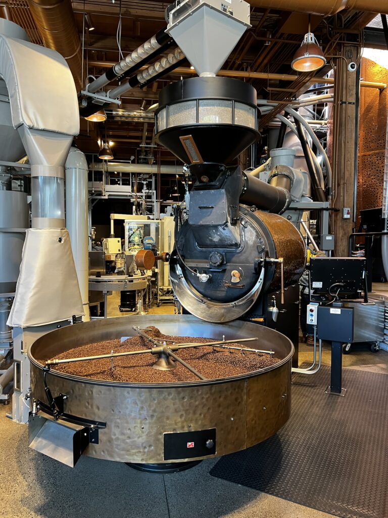 Starbuck's Roastery's roasting station in motion