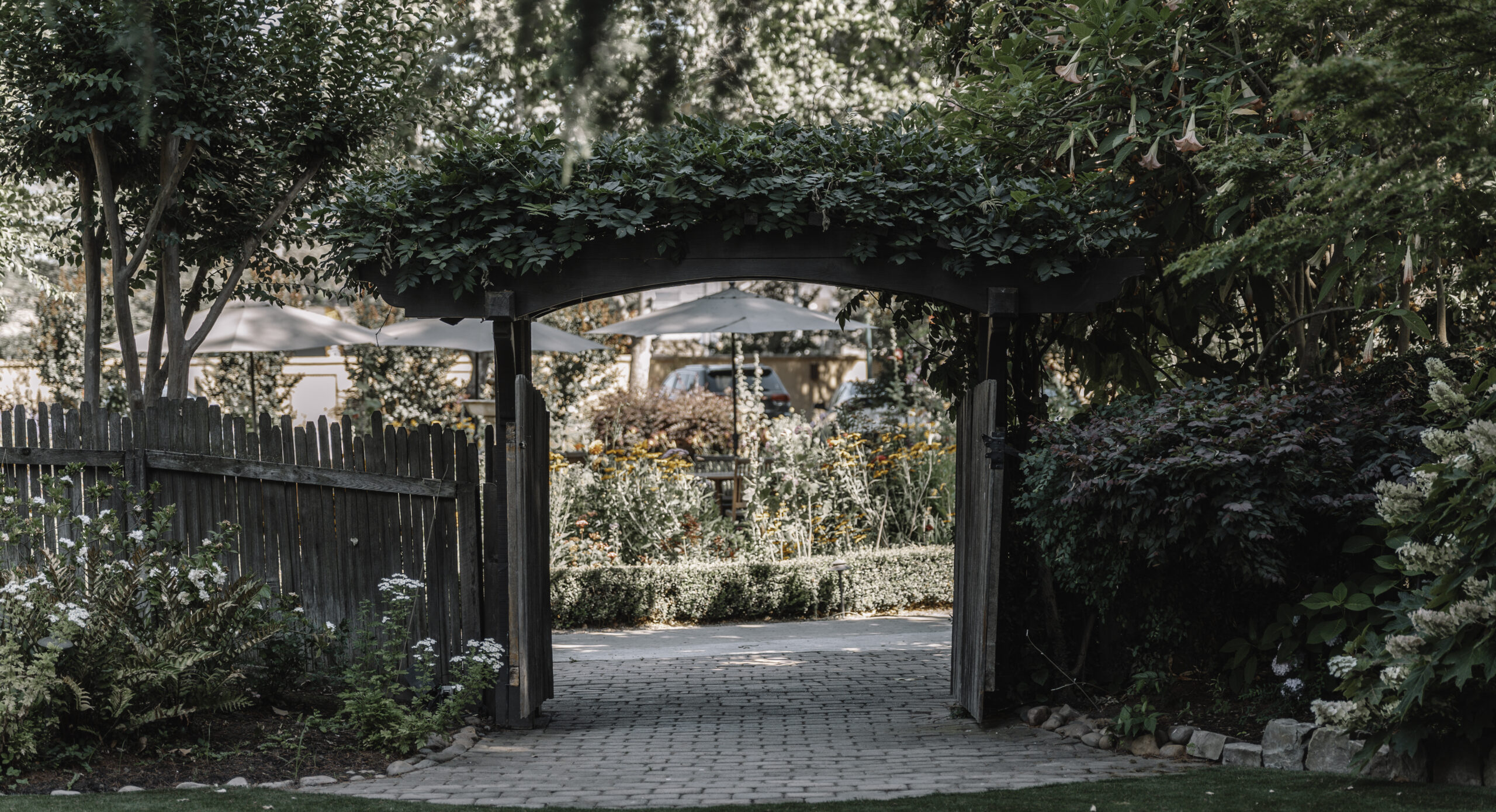Entrance to the Rose Garden at Wine and Roses in Lodi, California